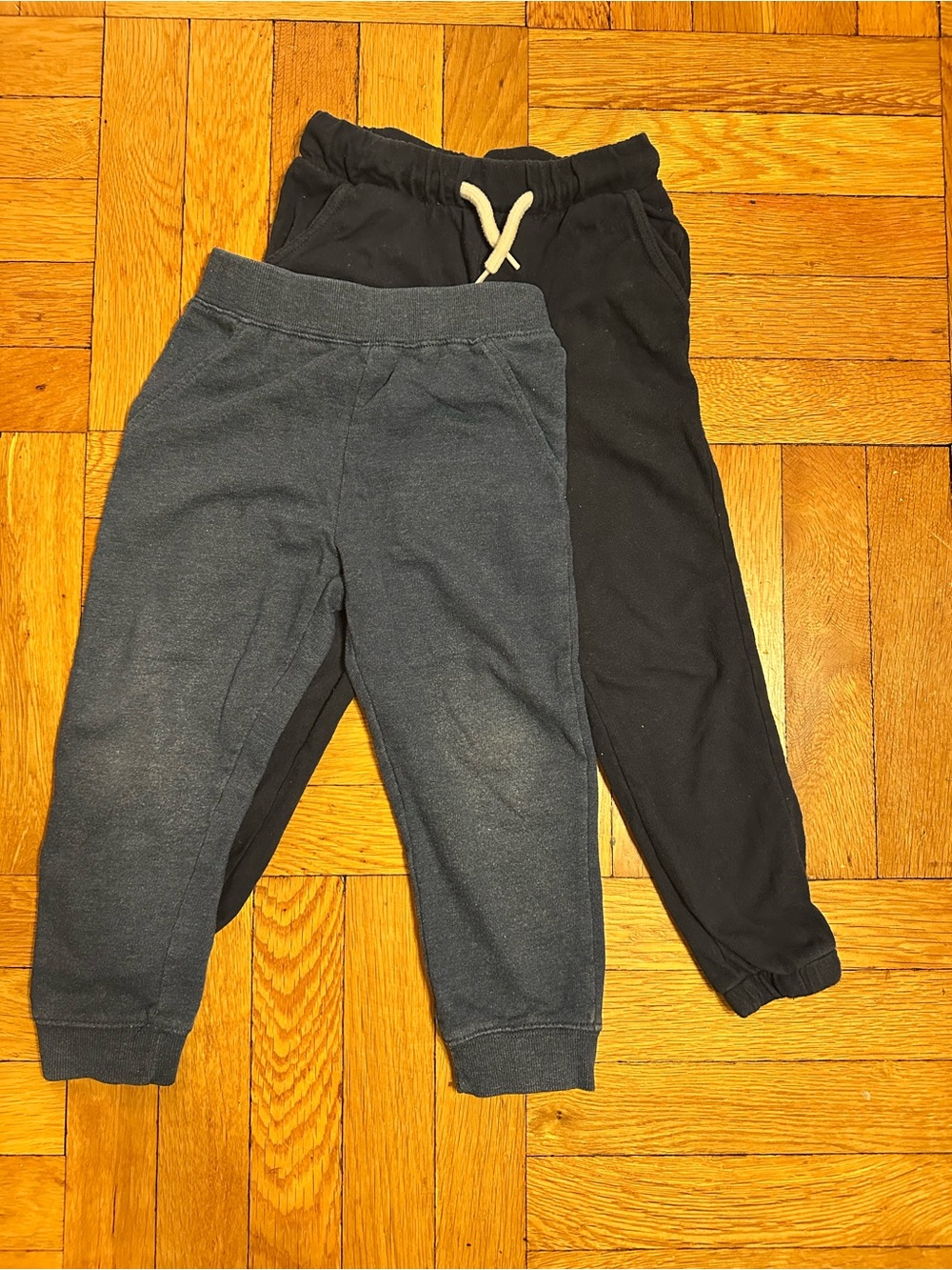 4T, 2 Pair Kids Casual Jogger Pants - Black and Charcoal